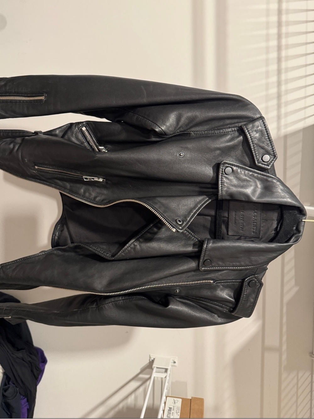 All Saints Black Leather Moto Jacket